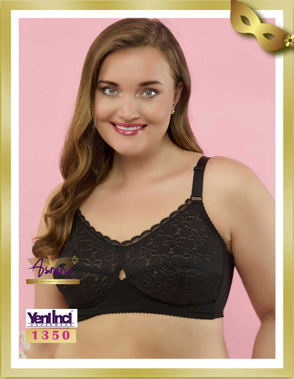 YENİ İNCİ Lace Thick Strap Minimizer Bra 1350 Black