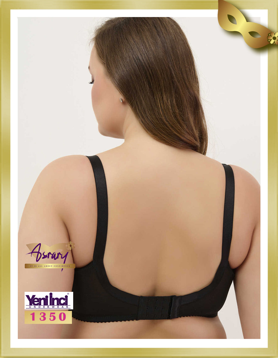 YENİ İNCİ Lace Thick Strap Minimizer Bra 1350 Black