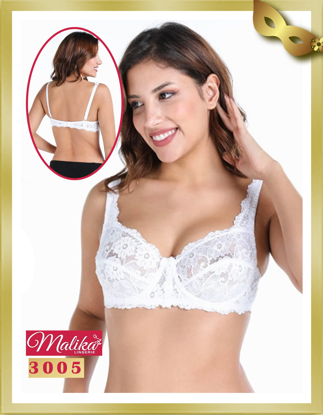 Malika Underwire Lace Gathering Bra 3005 White