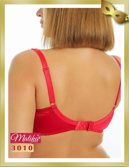 Malika Embroidery Underwire Minimizer Gathering Bra 3010 Red