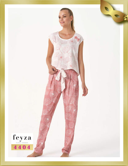 Feyza Short Sleeves Long Printed Pajamas 4404 Wewak