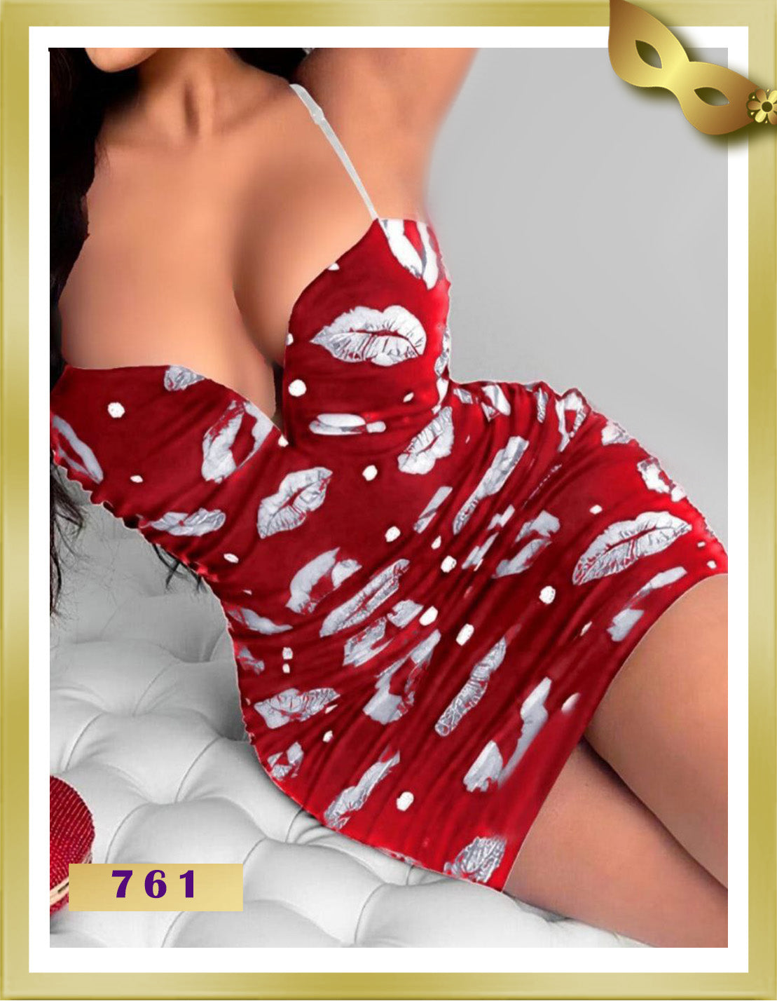 Dots Viscose Lingerie Nightgown 761 Free Size Red