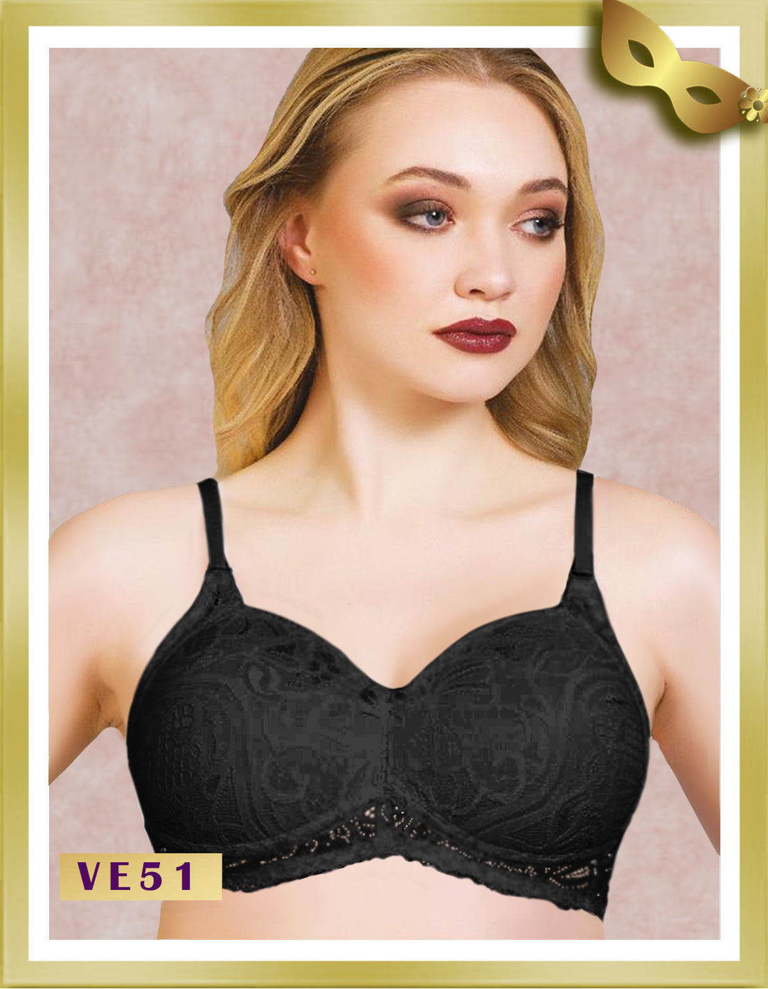 Vienna Soft Cup Bra with Lace VE51 Black D