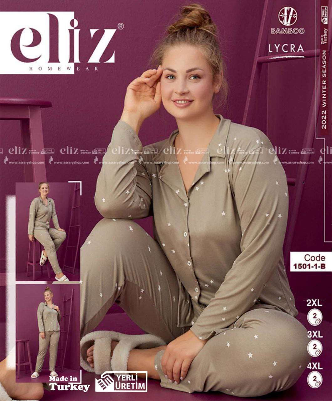 Eliz Special Size Long Buttoned Pajamas 1501-1-B 4XL